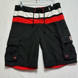 Authentic Aeropostale Surf 1987 Black and Red Size 34 Board Shorts Excellent